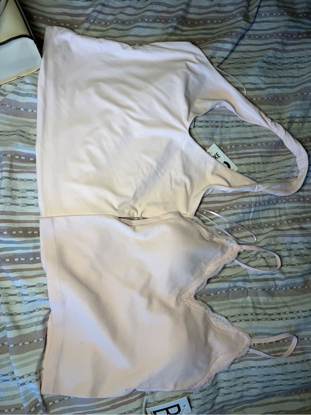 Light Pink Ribbed & Lace Tank Set - Picture 3 of 4